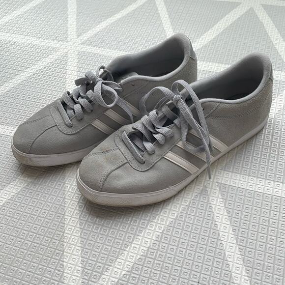 ADIDAS Neo Gray Suede Leather Low Top Court Sneakers Size Women’s 10 - Picture 1 of 5